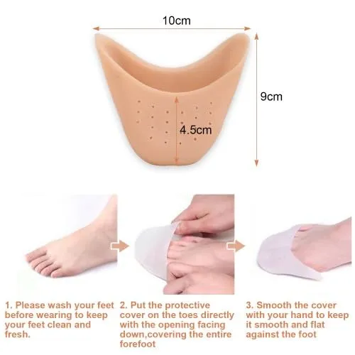 2 pairs of silicone toe protectors, soft gel toe caps, ballet lace protectors, metatarsal pads, protection for pointe shoes, ballet shoes, high heel pumps