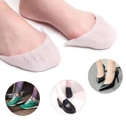 2 pairs of silicone toe protectors, soft gel toe caps, ballet lace protectors, metatarsal pads, protection for pointe shoes, ballet shoes, high heel pumps