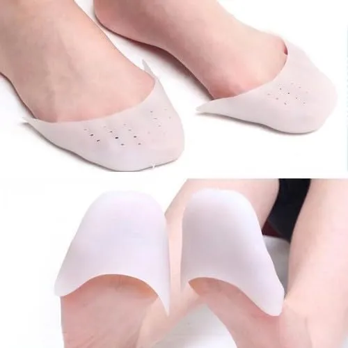 2 pairs of silicone toe protectors, soft gel toe caps, ballet lace protectors, metatarsal pads, protection for pointe shoes, ballet shoes, high heel pumps