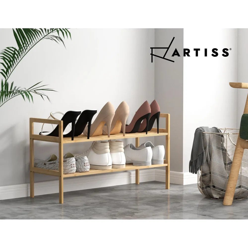 2-Tier Bamboo Shoe Rack Organizer, Holds 6 Pairs, Artiss