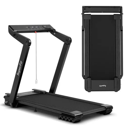 4.0HP Foldable Electric Treadmill Jogging Machine with Speaker LED-Black