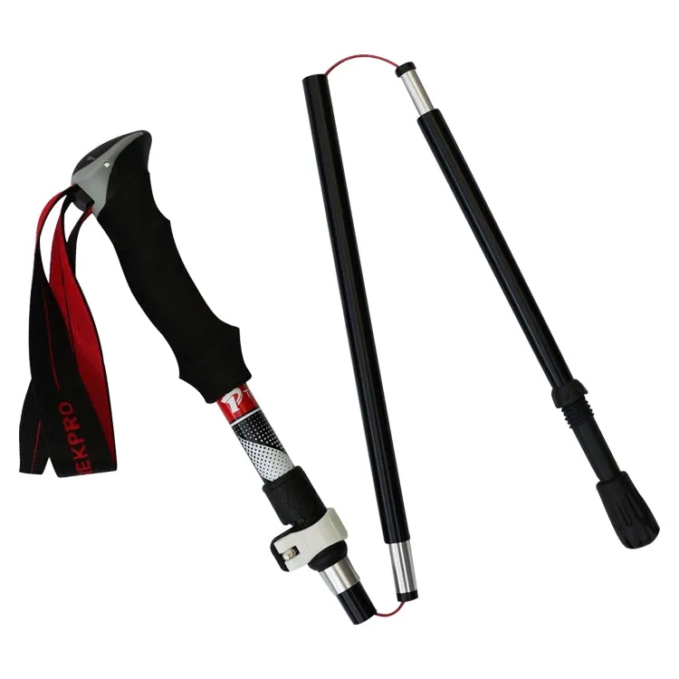 5 Node Portable Foldable Aluminium Alloy Alpenstocks Trekking Poles, Folding Length : 28.5CM (Black)