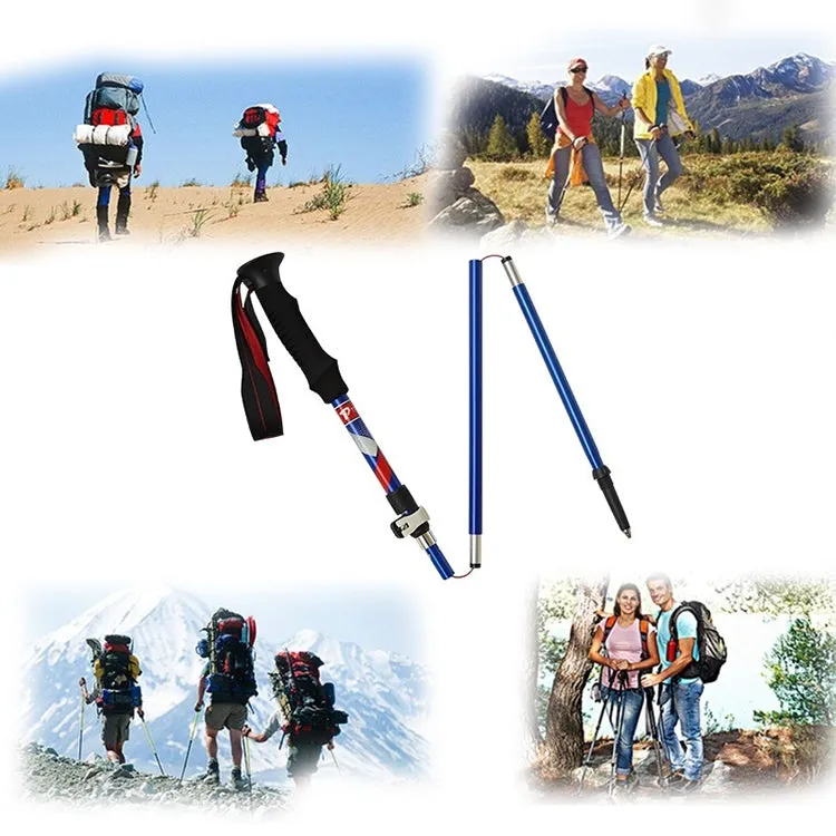 5 Node Portable Foldable Aluminium Alloy Alpenstocks Trekking Poles, Folding Length : 28.5CM (Black)