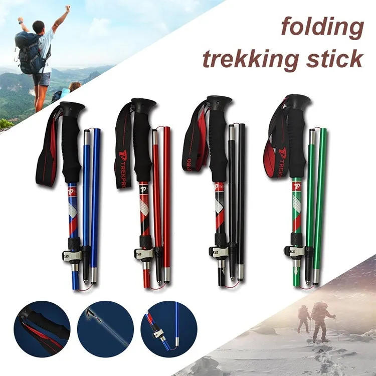 5 Node Portable Foldable Aluminium Alloy Alpenstocks Trekking Poles, Folding Length : 28.5CM (Black)