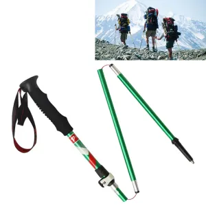 5 Node Portable Foldable Aluminium Alloy Alpenstocks Trekking Poles, Folding Length : 35CM (Green)