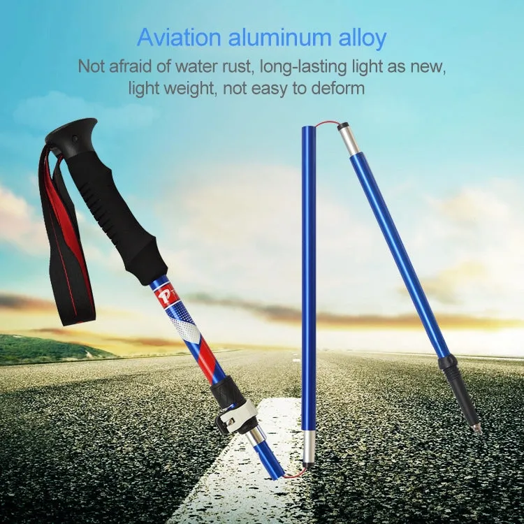 5 Node Portable Foldable Aluminium Alloy Alpenstocks Trekking Poles, Folding Length : 35CM (Green)