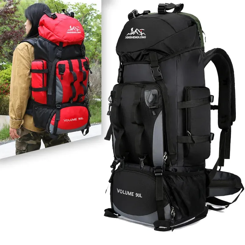 90L Waterproof Backpack Rucksack Large Capacity Sports Bag Camping Equipment