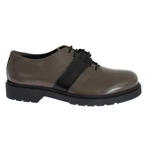 AI_ Elegant Gray Brown Leather Lace-up Shoes