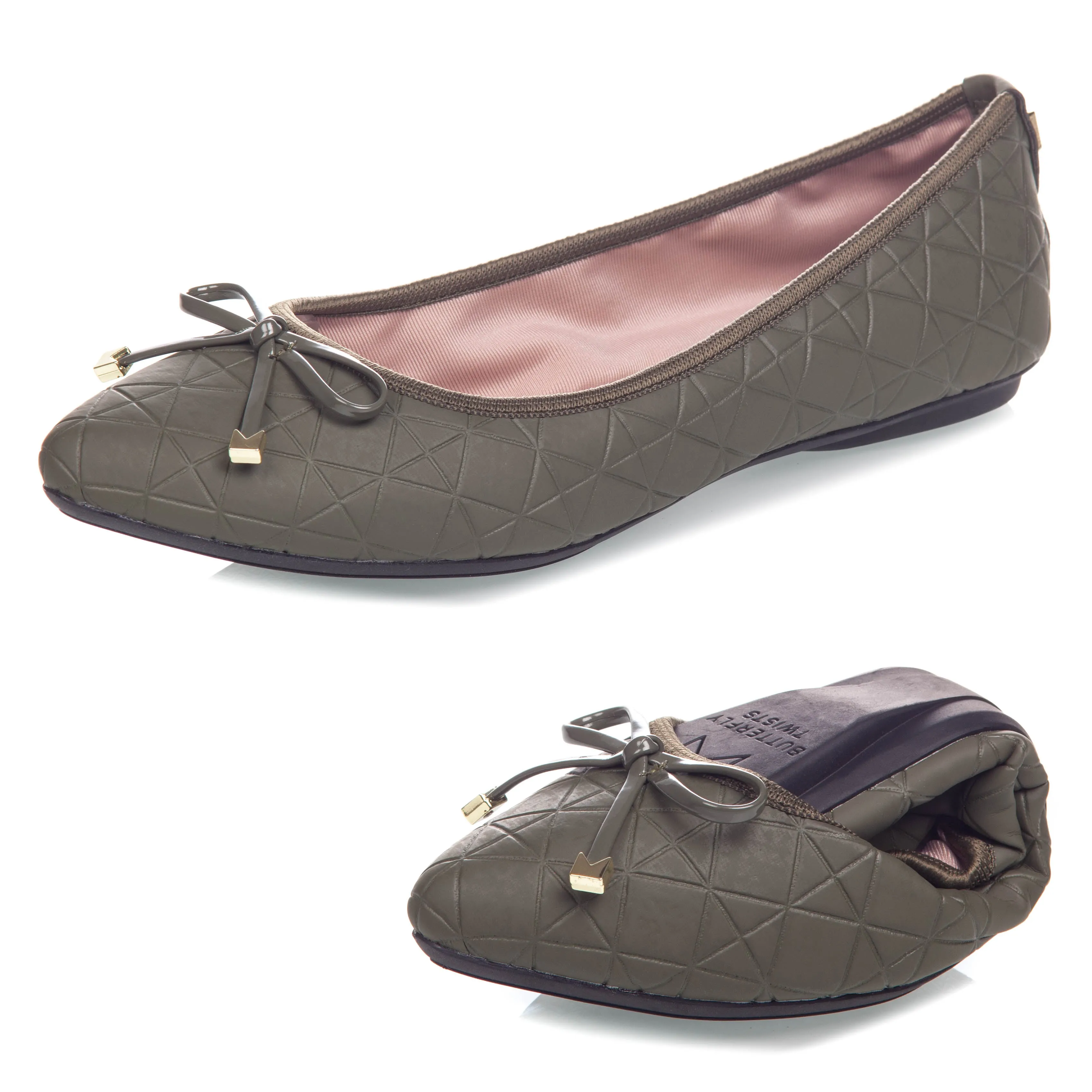 ANNIE Ballet Flat Shoes - Olive Rubber