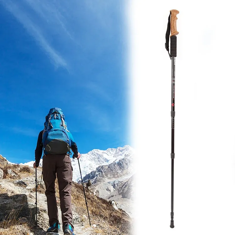 Aotu AT7551 135cm Aluminum Alloy Outdoor Camping Corky Trekking Poles(Black)