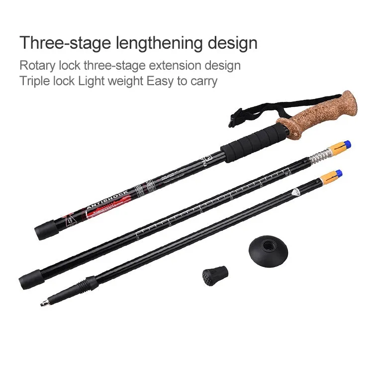 Aotu AT7551 135cm Aluminum Alloy Outdoor Camping Corky Trekking Poles(Black)