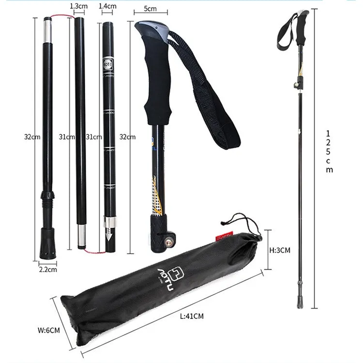 Aotu AT7558 125cm Aluminum Alloy Outdoor Camping Folding Corky Trekking Poles EVA Handle Alpenstock