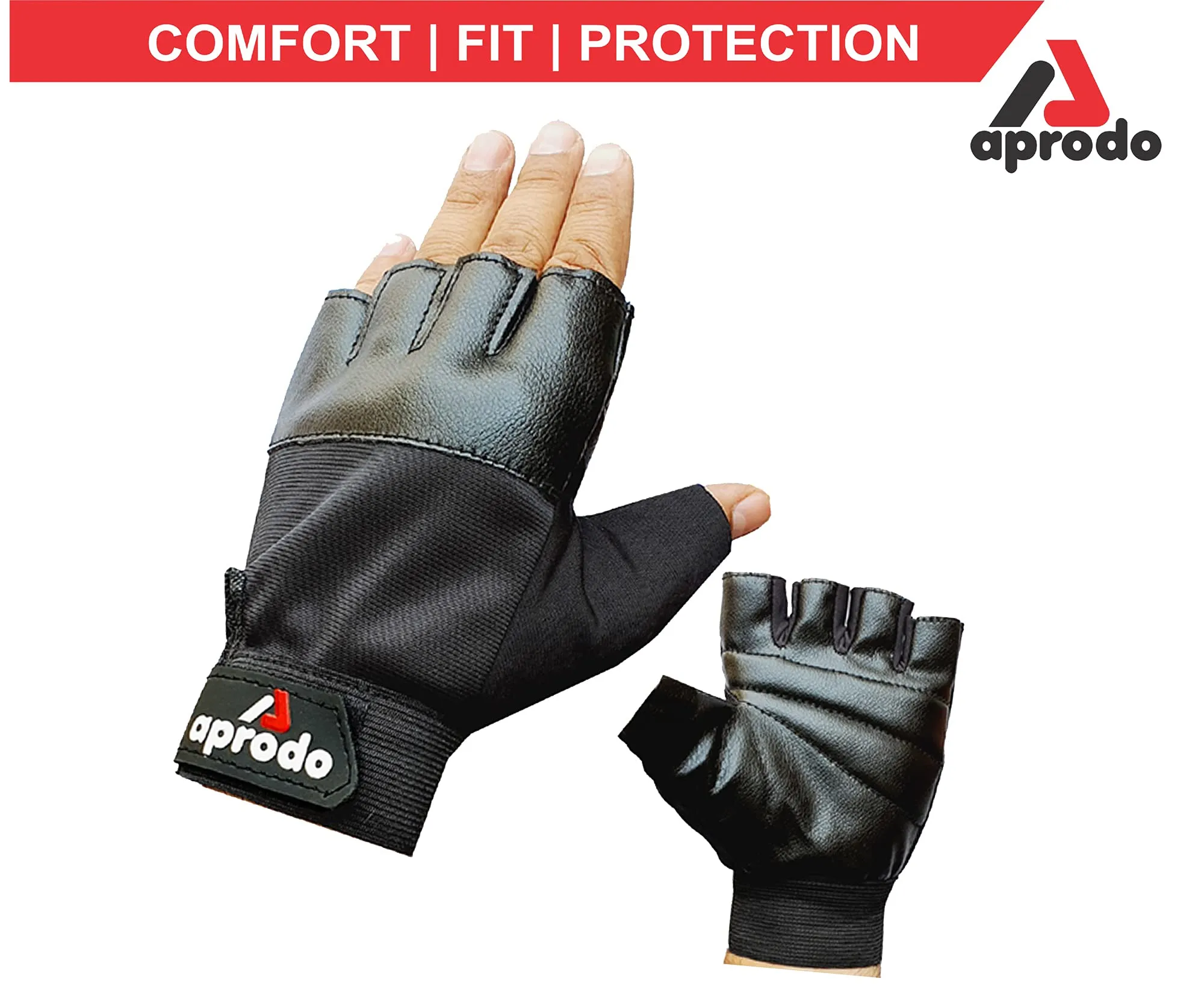 Aprodo Beginner Weight Lifting Gym Gloves, Free Size (Black)