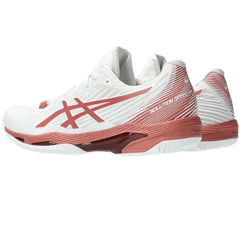 Asics Solution Speed FF 2 Womens Tennis Shoes - White/Light Garnet