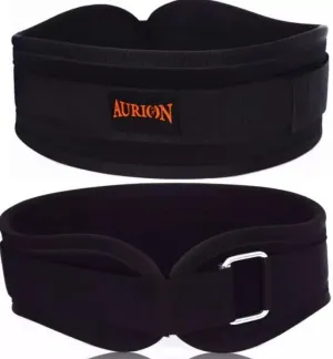 Aurion by 10 club Heavy Duty Neoprene Weight Lifting Gym Belt with Size Adjustable Velcro Strap | Gym Belt for Workout -Back & Abdomen Support | Black (M)