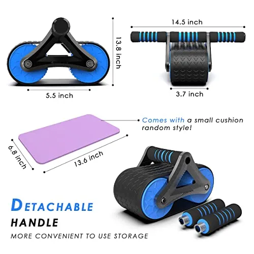 Automatic Rebound Abdominal Wheel, Double Round Ab Roller Wheel Exercise Equipment, Domestic Abdominal Exerciser, Ab Roller for Abs Workout, Beginners and Advanced Abdominal Core Strength Training (Blue)