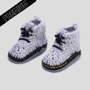 Baby Crochet ITZZY BITZZY Boots Grey (Soft felt non-slip bottom & Shoe Box)