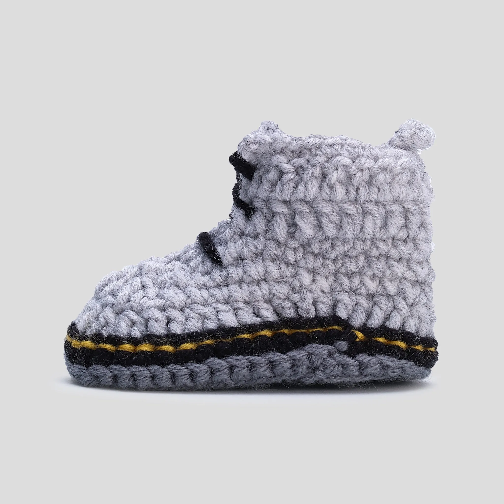 Baby Crochet ITZZY BITZZY Boots Grey (Soft felt non-slip bottom & Shoe Box)