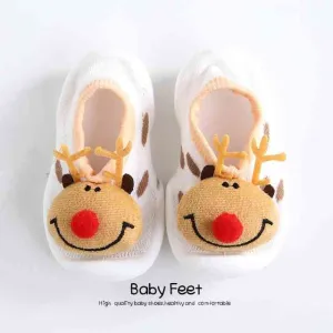 Baby Doll Sock Shoes - White Rudolph