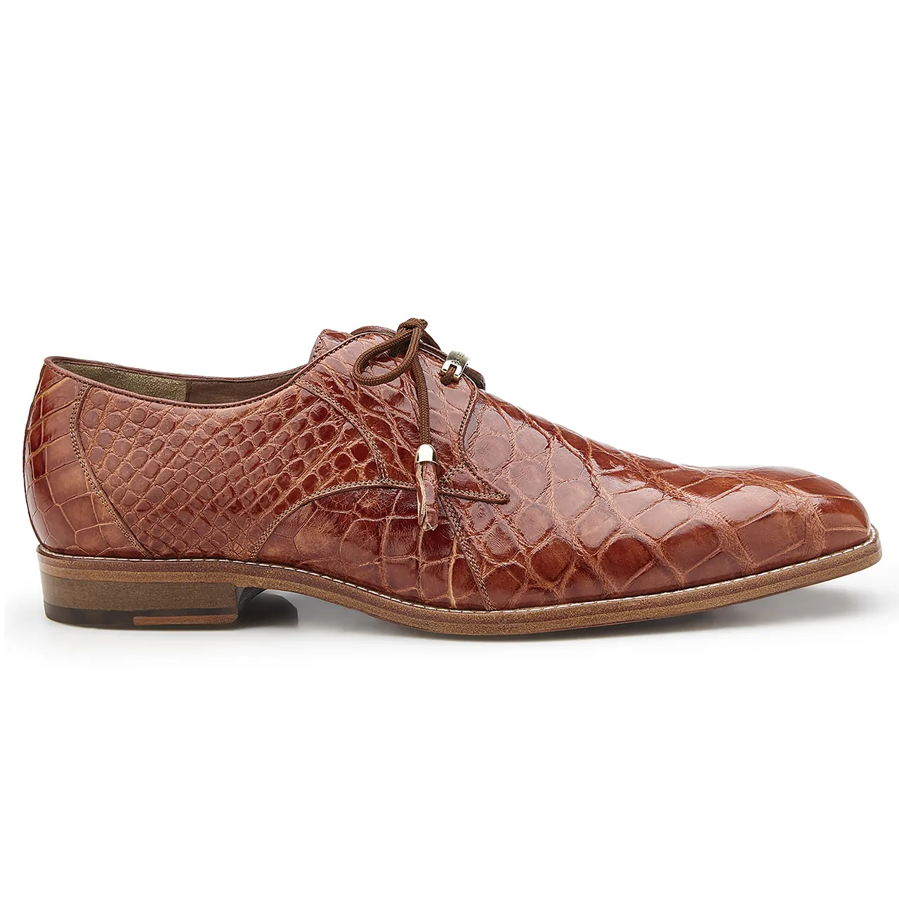 Belvedere Lago Men's Tassel Lace Cognac Alligator Shoes