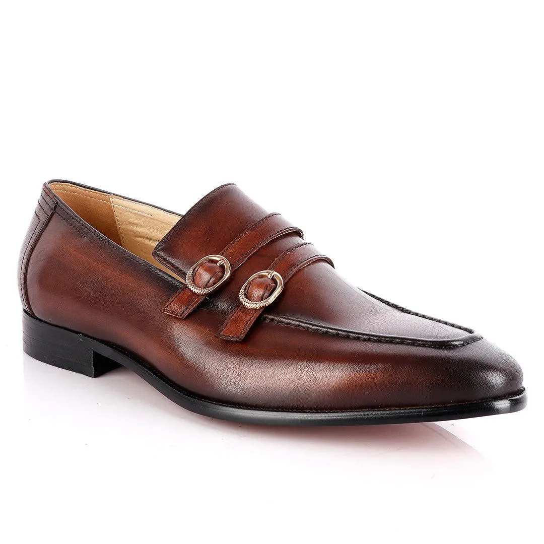 Berluti Double Monk-Strap Coffee Leather Shoe