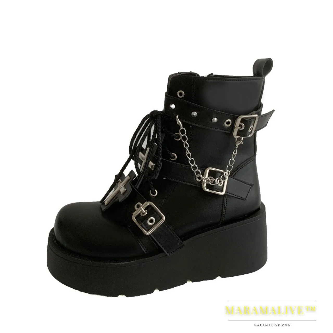 Black For Women Punk Platform Boots