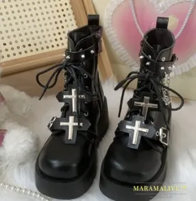 Black For Women Punk Platform Boots