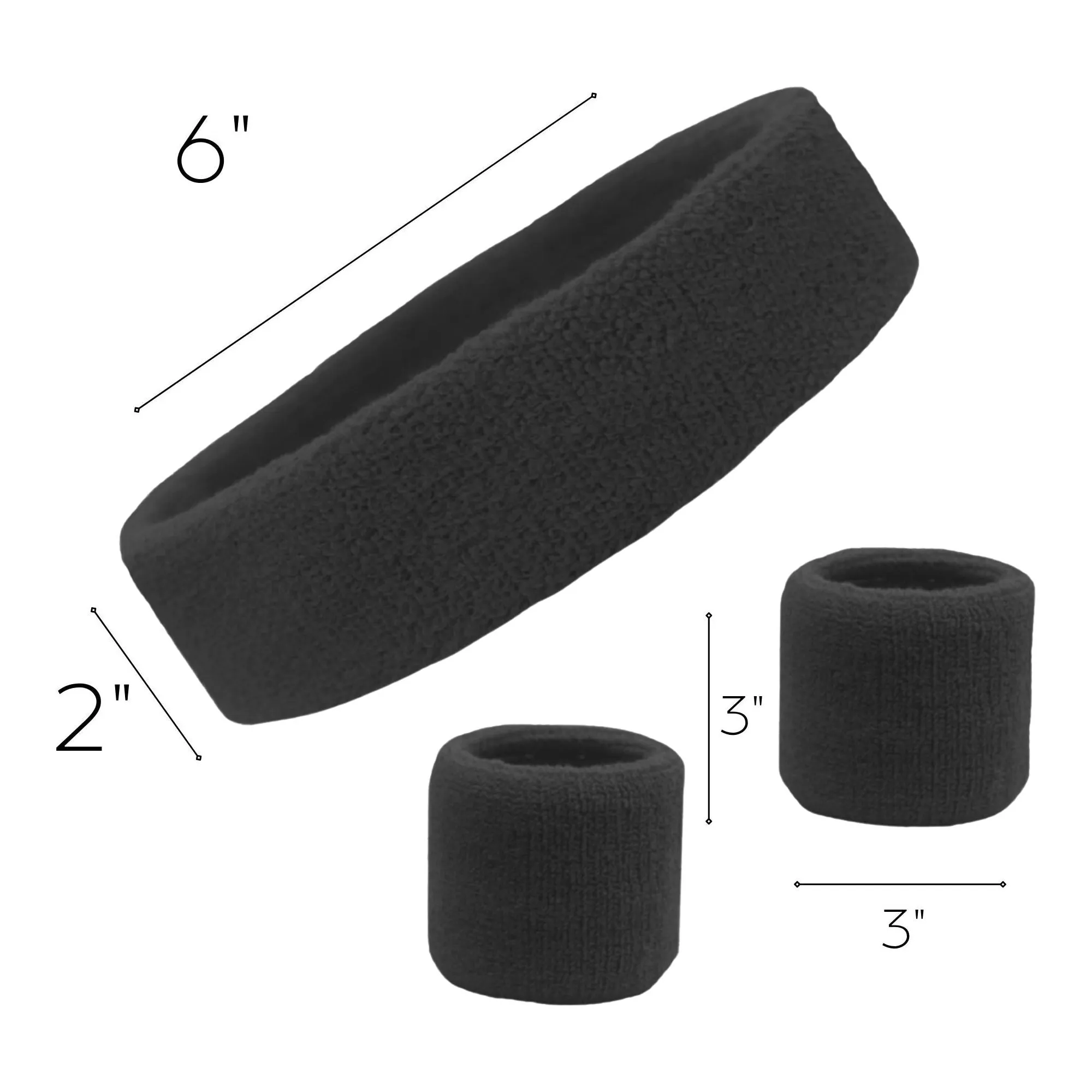 Black Sweatband Set