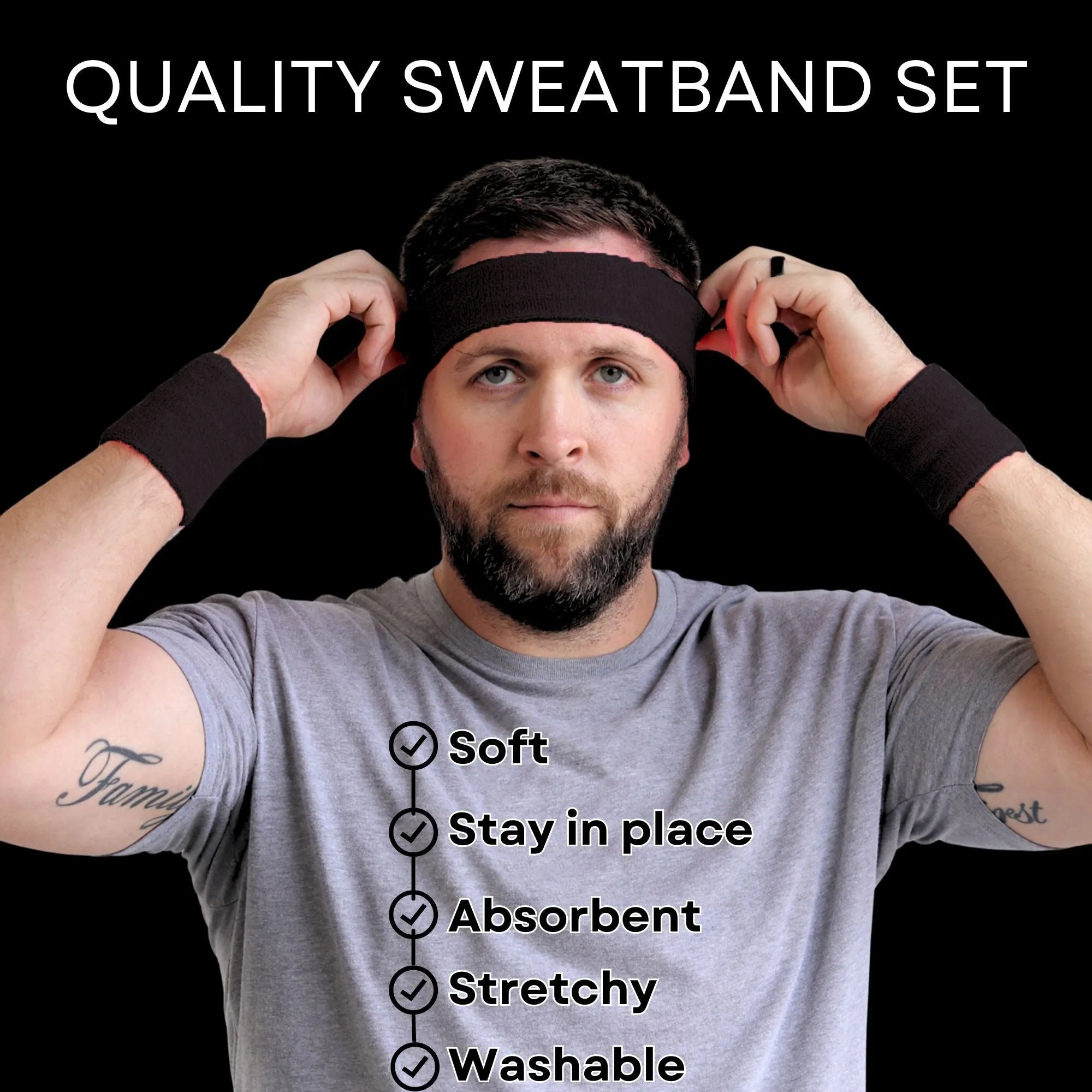 Black Sweatband Set