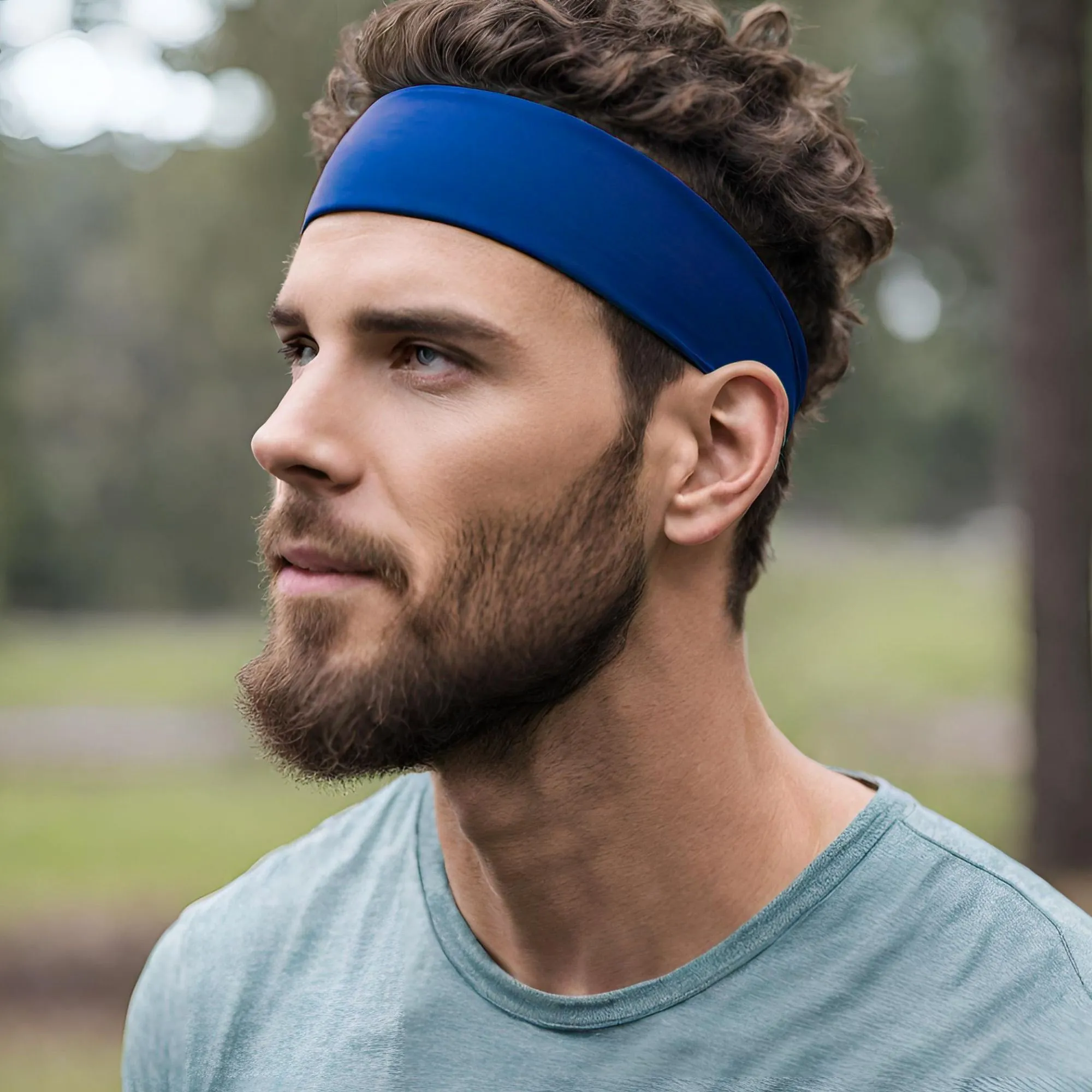 Blue Cotton Headbands - 12 Pack