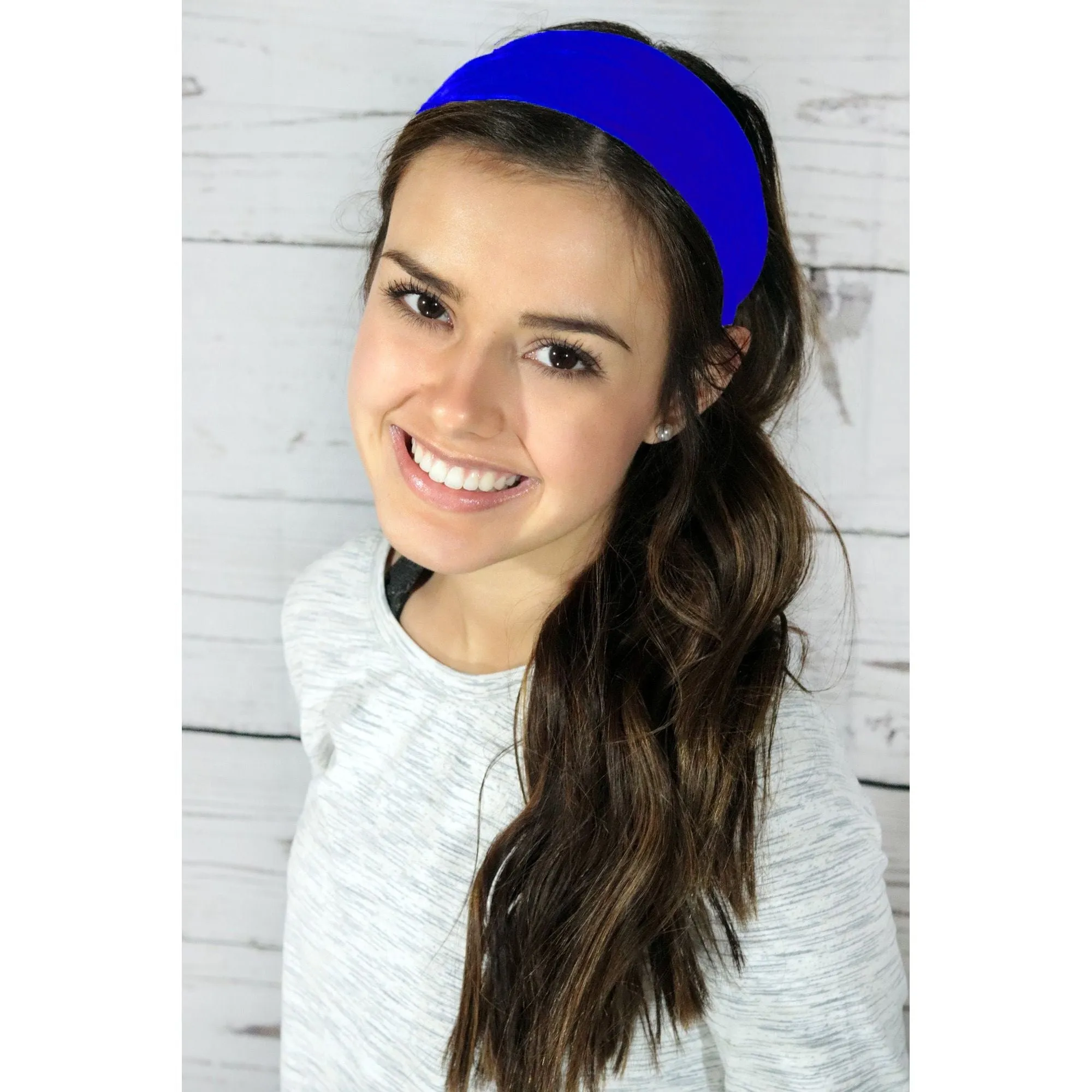 Blue Cotton Headbands - 12 Pack