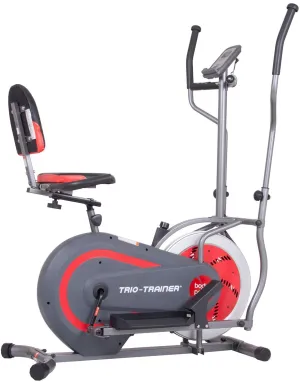 Body Power 3-in-1 Exercise Machine, Trio Trainer, Elliptical and Upright/Recumbent Bike BRT5088 gray, silver, red