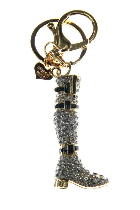 Boot Shoes Diamante Bag Charm Keyring