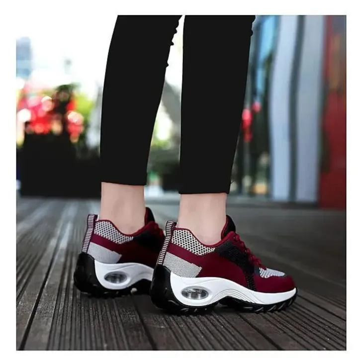 Breathable Lace-Up Platform Sport Shoes for Women