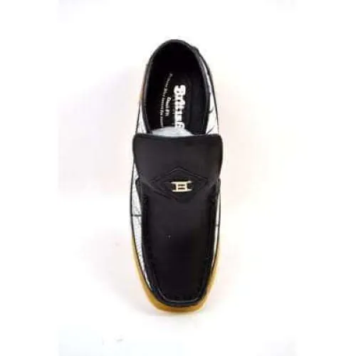 British Walkers BWB Men's Black and White Design Handmade Leather Slip On