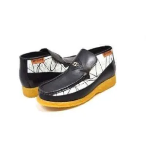 British Walkers BWB Men's Black and White Design Handmade Leather Slip On