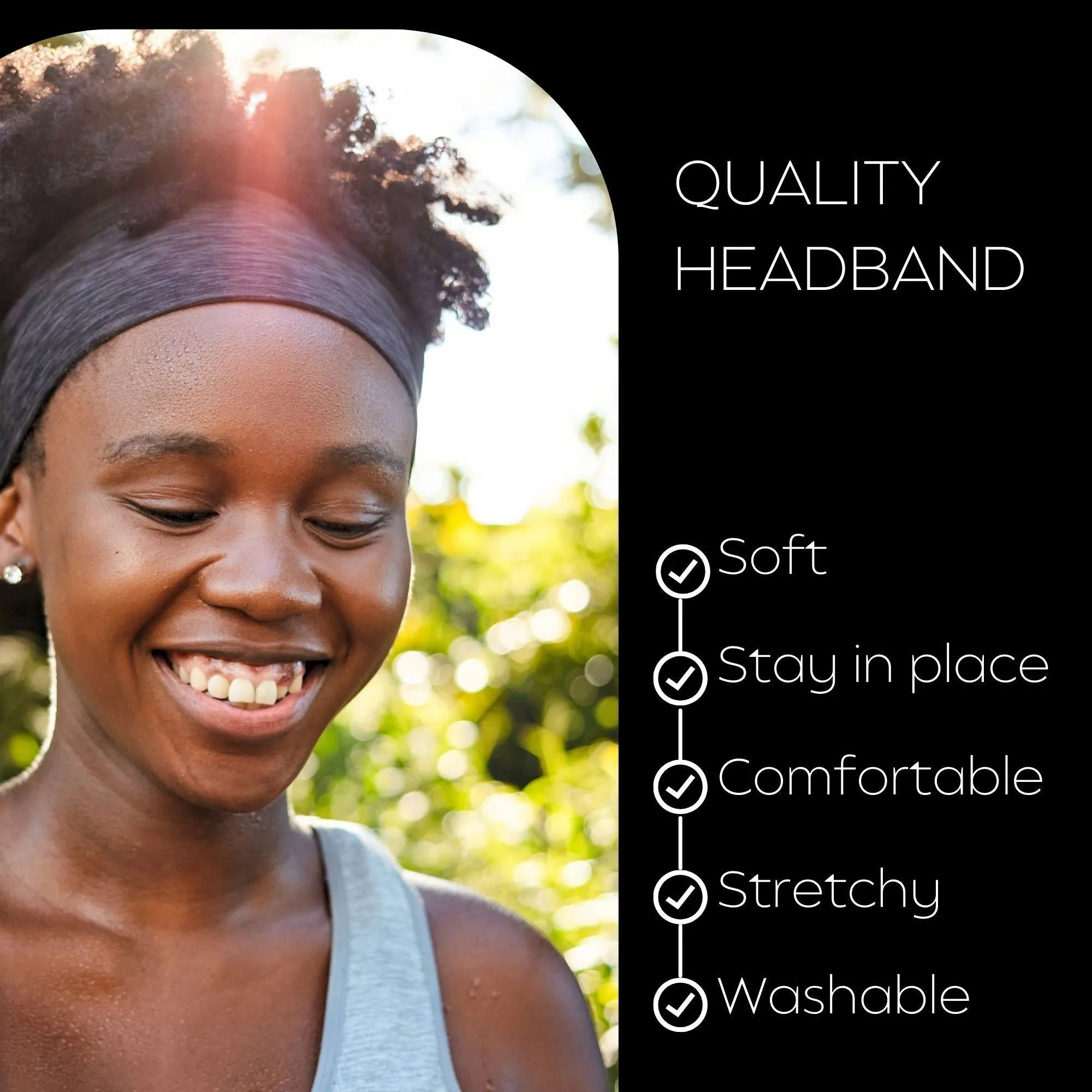 Charcoal Wide Headbands - 12 Pack