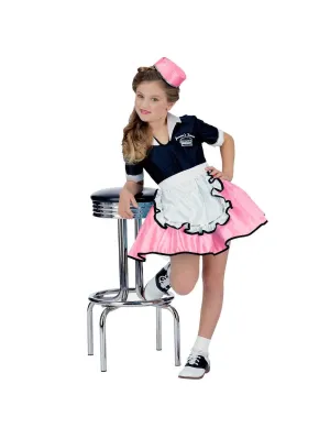 Child 50's Pink Car Hop Girl Costume