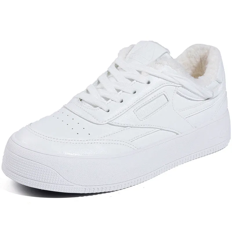 Classic Women's White Thick-soled Fashionable Sports Canvas Shoes