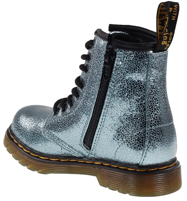 Dr Martens Shoes Kids 1460 Teal Crinkle Metallic