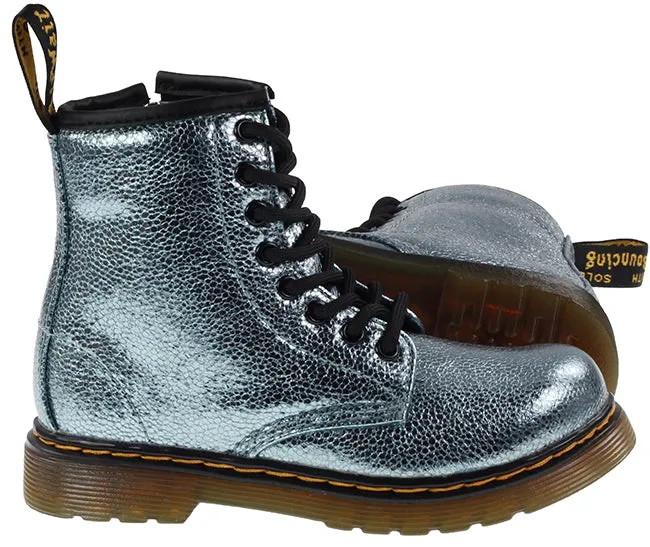 Dr Martens Shoes Kids 1460 Teal Crinkle Metallic