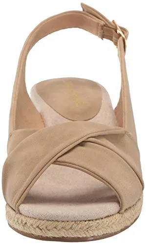 Easy Street Women's Maureen Espadrille Slingback Sandal Wedge, Beige, 7.5 W US