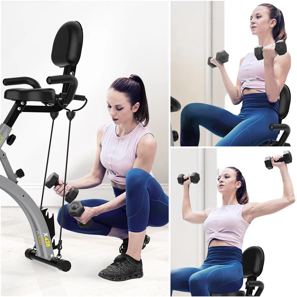 Exercise Bike Folding Stationary Cycling Bicycle Indoor Upright Recumbent Exercise Bike with LCD Monitor Maximum Weight 300lb