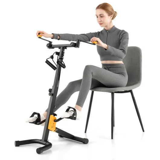 Folding Pedal Exercise Bike with Adjustable Resistance-Yellow