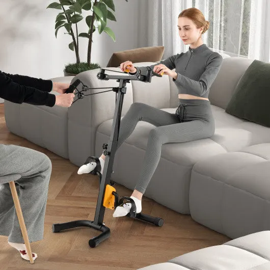 Folding Pedal Exercise Bike with Adjustable Resistance-Yellow