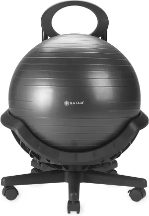 Gaiam Ultimate Balance Ball Chair (Standard or Swivel Base Option) - Premium Exercise Stability Yoga Ball Ergonomic Chair for Home and Office Desk - 52Cm Anti-Burst Ball, Air Pump, Exercise Guide