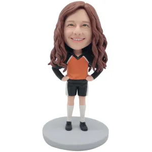 Girl In Sportswear And Hands On Hips Custom Figure Bobbleheads