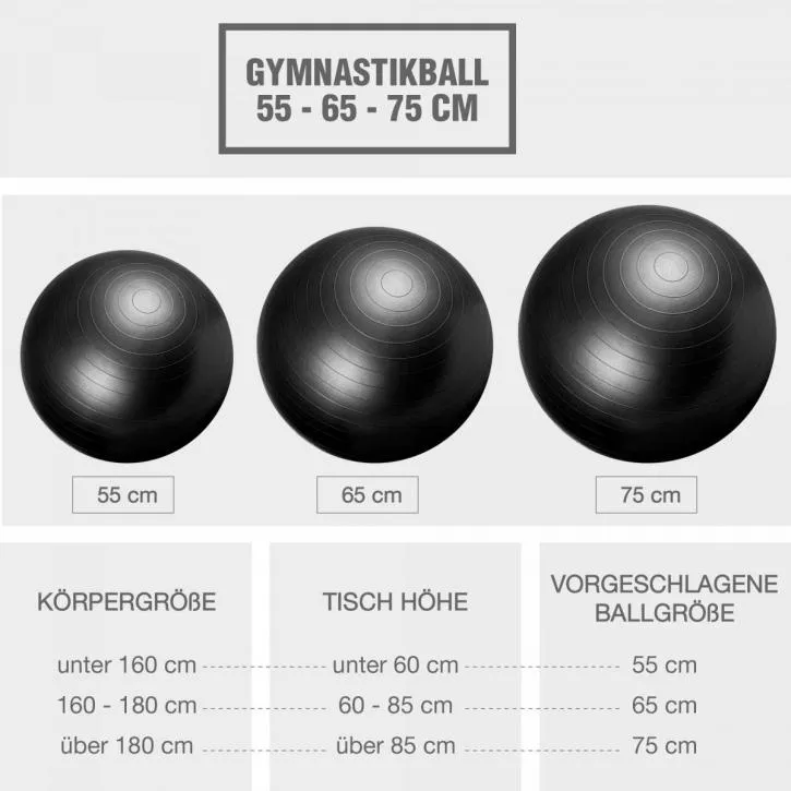 Gym Ball Fitness Ball 75cm - Black