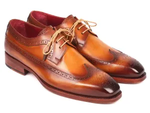 Handcrafted Camel Wingtip Derby Shoes with Eco-Friendly Goodyear Welt Construction