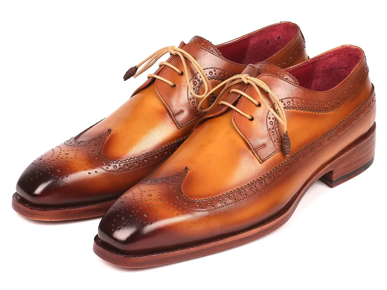 Handcrafted Camel Wingtip Derby Shoes with Eco-Friendly Goodyear Welt Construction